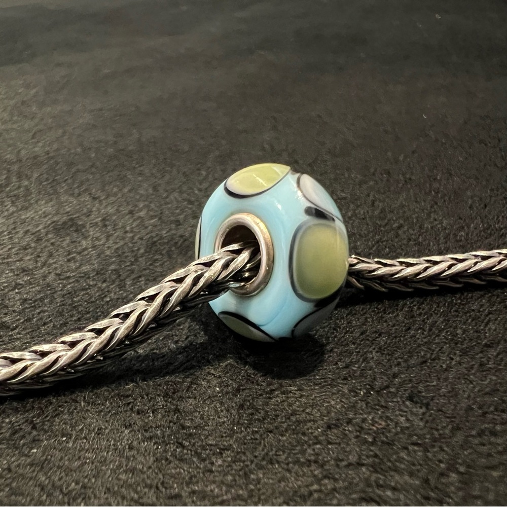 Trollbeads Green, Blue, and Black glass bead